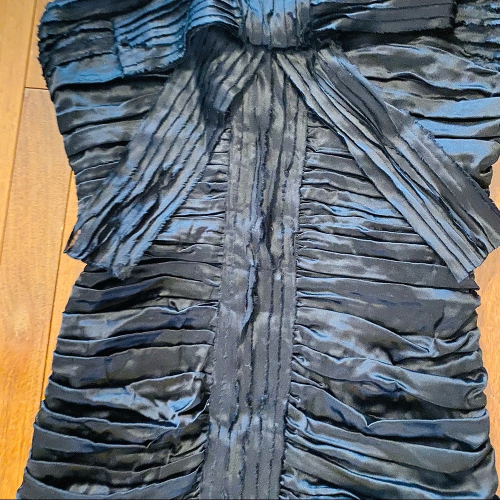 DOLCE & GABBANA Black Pleated Silk Dress With Bow - Picture 9 of 14